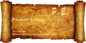 Pecker Ervin névjegykártya